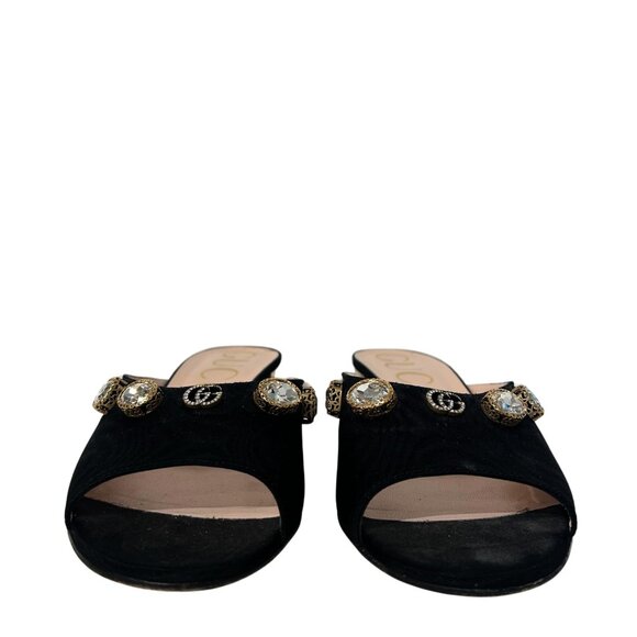 Gucci Moire Fabric Crystal Embellished Lyric Slide Sandals 39.5 - Picture 4 of 4